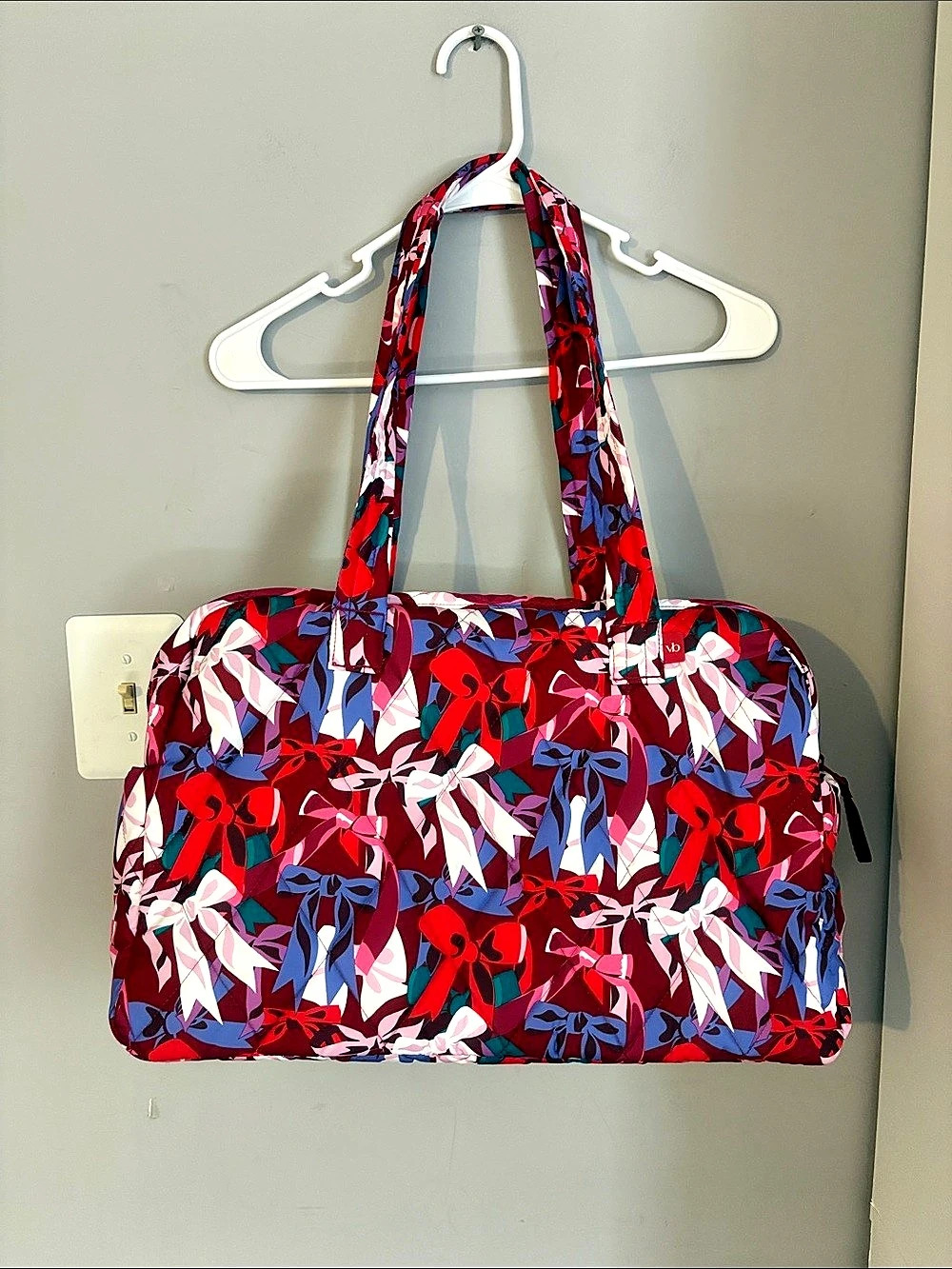 Vera Bradley Large Duffel Bag Floral Travel Bag Red & Blue